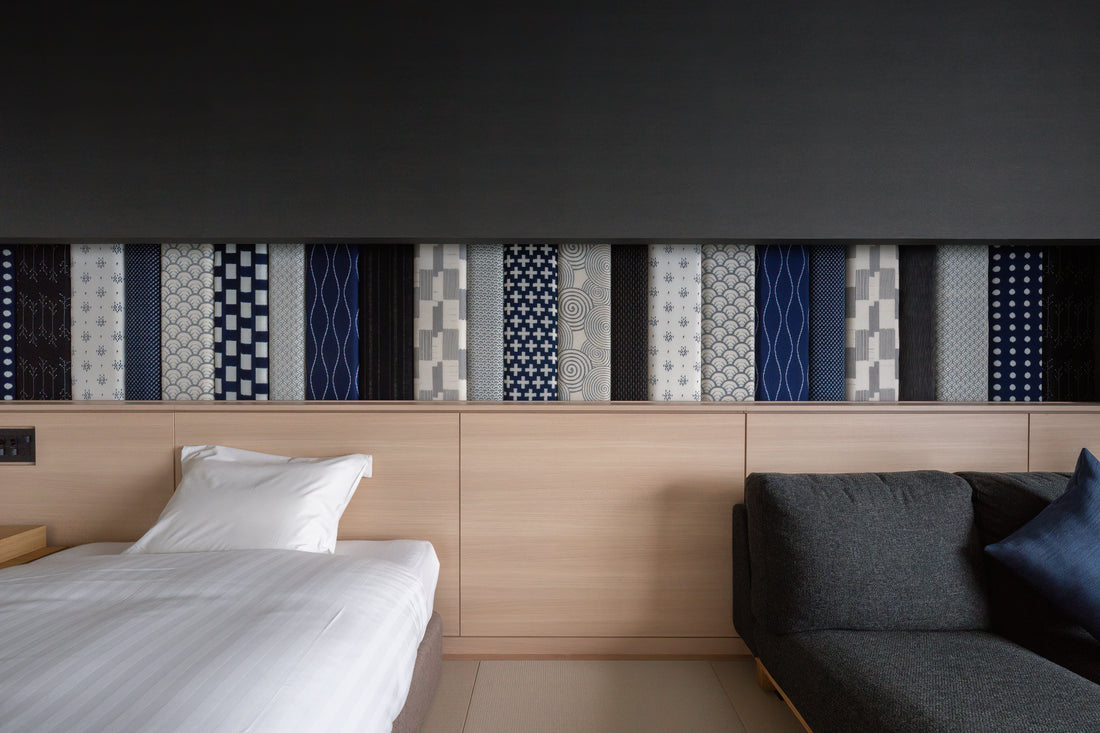 【別注第三段】原鶴温泉 泰泉閣様の客室リニューアルに久留米絣を採用いただきました!