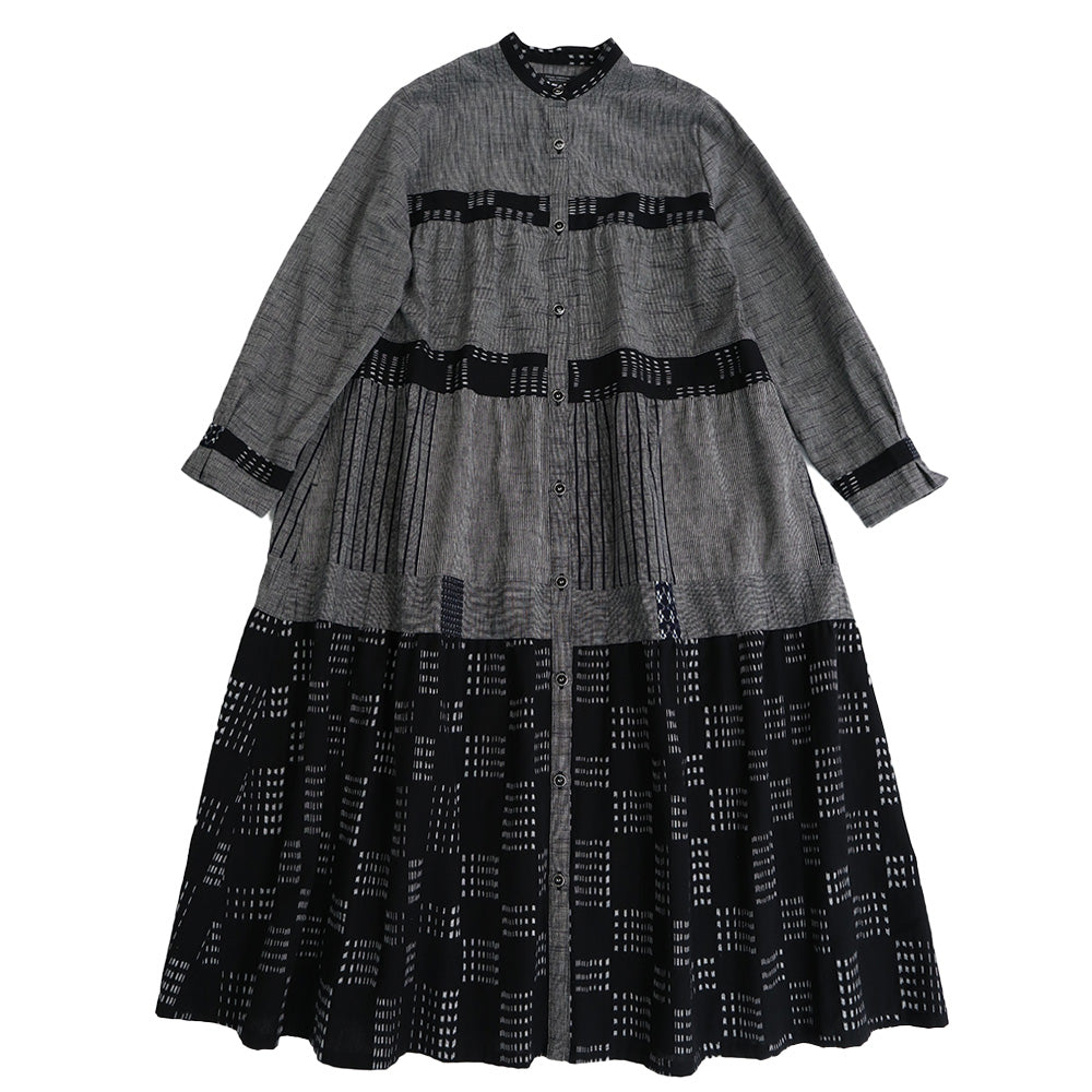 Giemon Giemon Kurume Kasuri Tiered Dress Ta206 Made in Japan Spring/Autumn Mother's Day