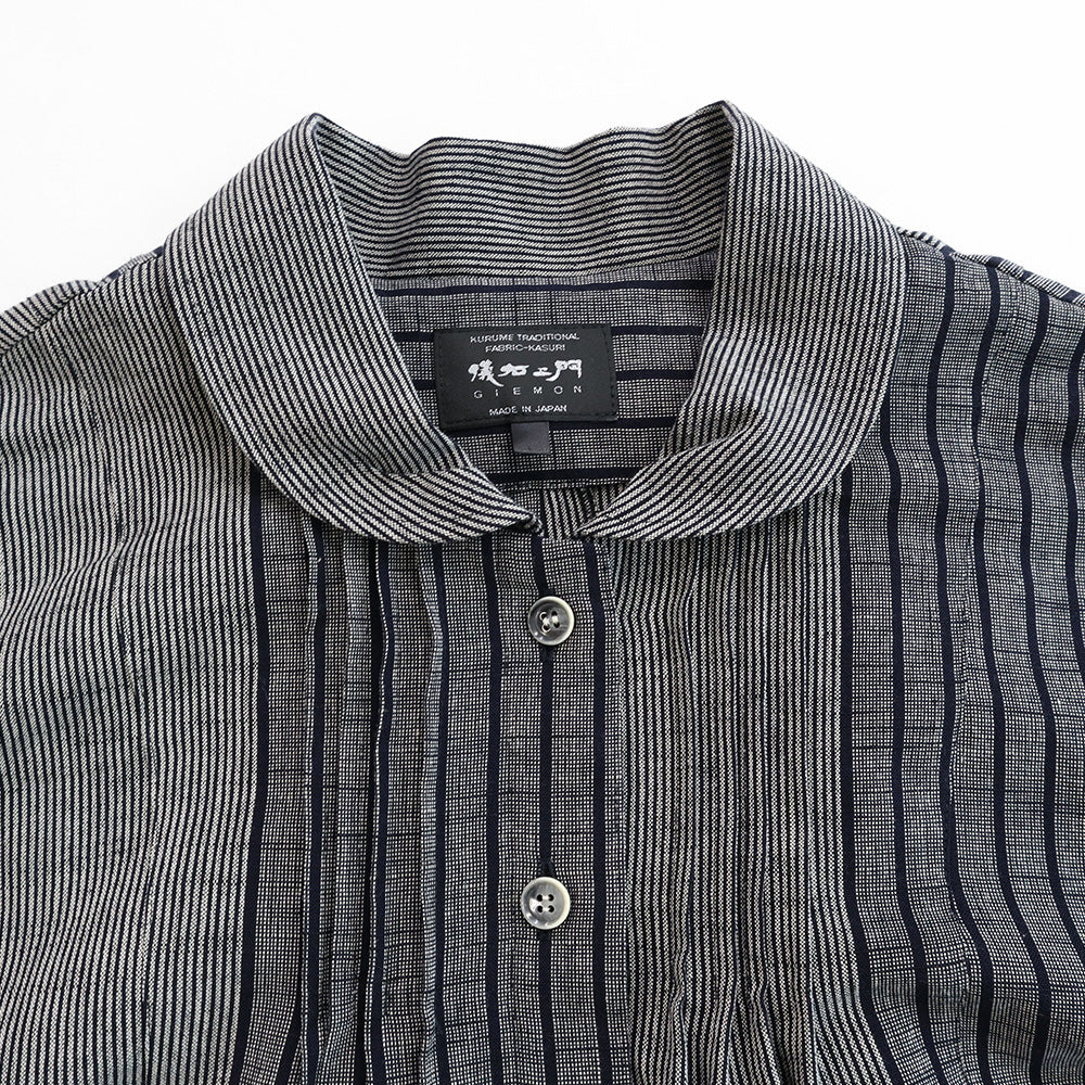 儀右ヱ門 ギエモン ぎえもん 久留米絣 ドルマンスリーブ 七分袖ブラウス タ536 日本製【2025ss】
