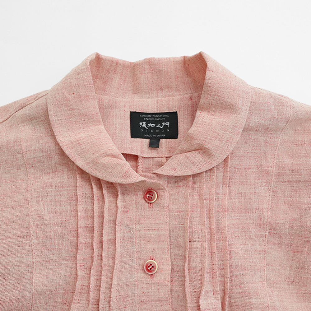 儀右ヱ門 ギエモン ぎえもん 久留米絣 ドルマンスリーブ 七分袖ブラウス タ536 日本製【2025ss】