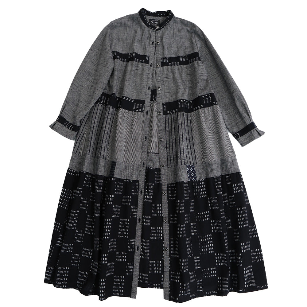 Giemon Giemon Kurume Kasuri Tiered Dress Ta206 Made in Japan Spring/Autumn Mother's Day