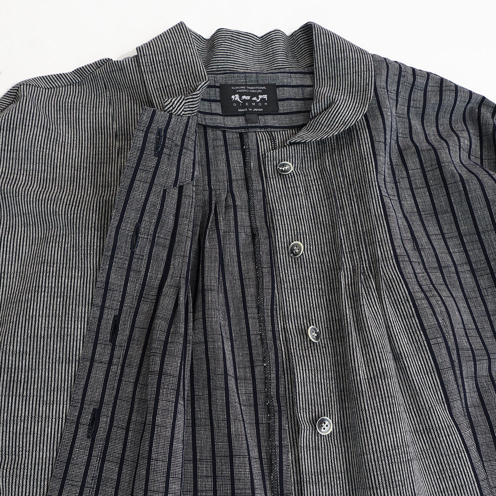 儀右ヱ門 ギエモン ぎえもん 久留米絣 ドルマンスリーブ 七分袖ブラウス タ536 日本製【2025ss】