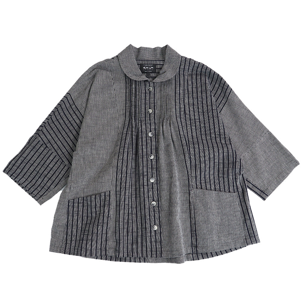 儀右ヱ門 ギエモン ぎえもん 久留米絣 ドルマンスリーブ 七分袖ブラウス タ536 日本製【2025ss】