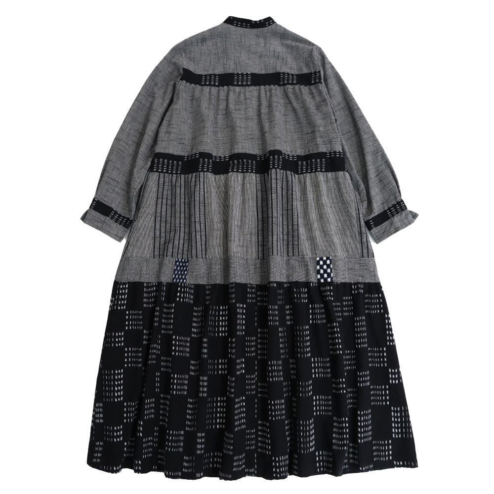Giemon Giemon Kurume Kasuri Tiered Dress Ta206 Made in Japan Spring/Autumn Mother's Day