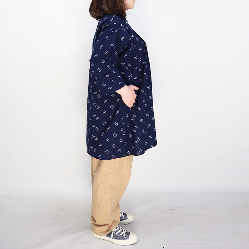 儀右ヱ門 ぎえもん 久留米絣 ブラウス ドルマンスリーブ シ528  日本製 母の日