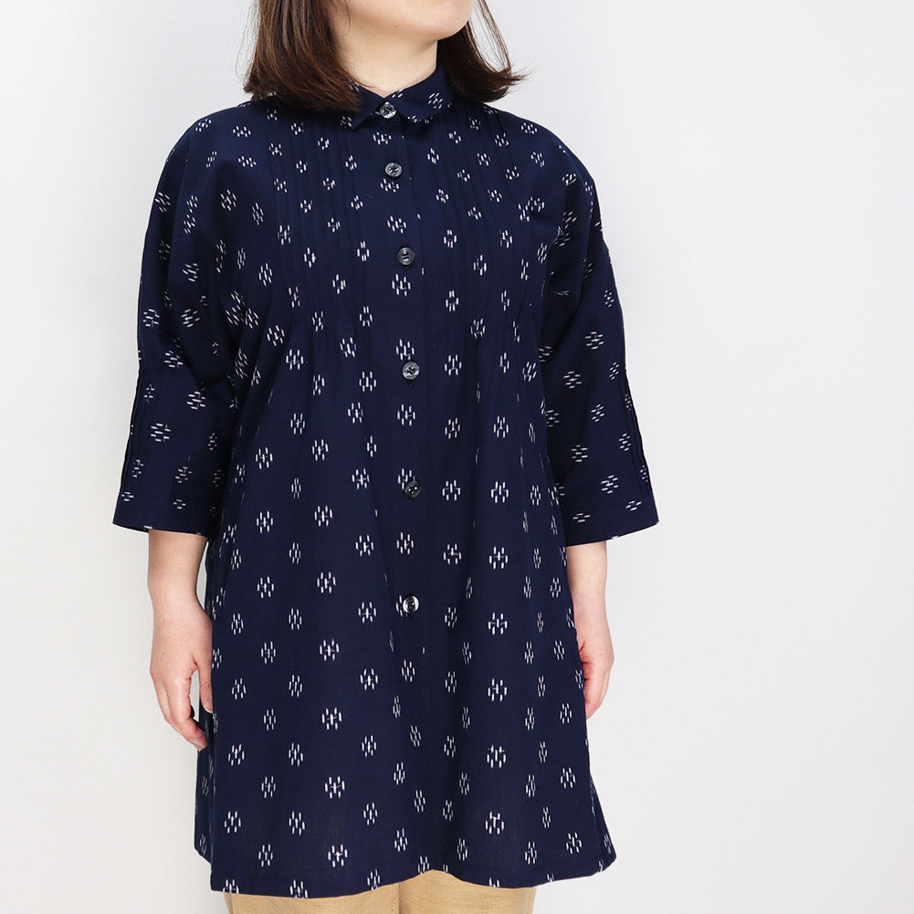 儀右ヱ門 ぎえもん 久留米絣 ブラウス ドルマンスリーブ シ528  日本製 母の日