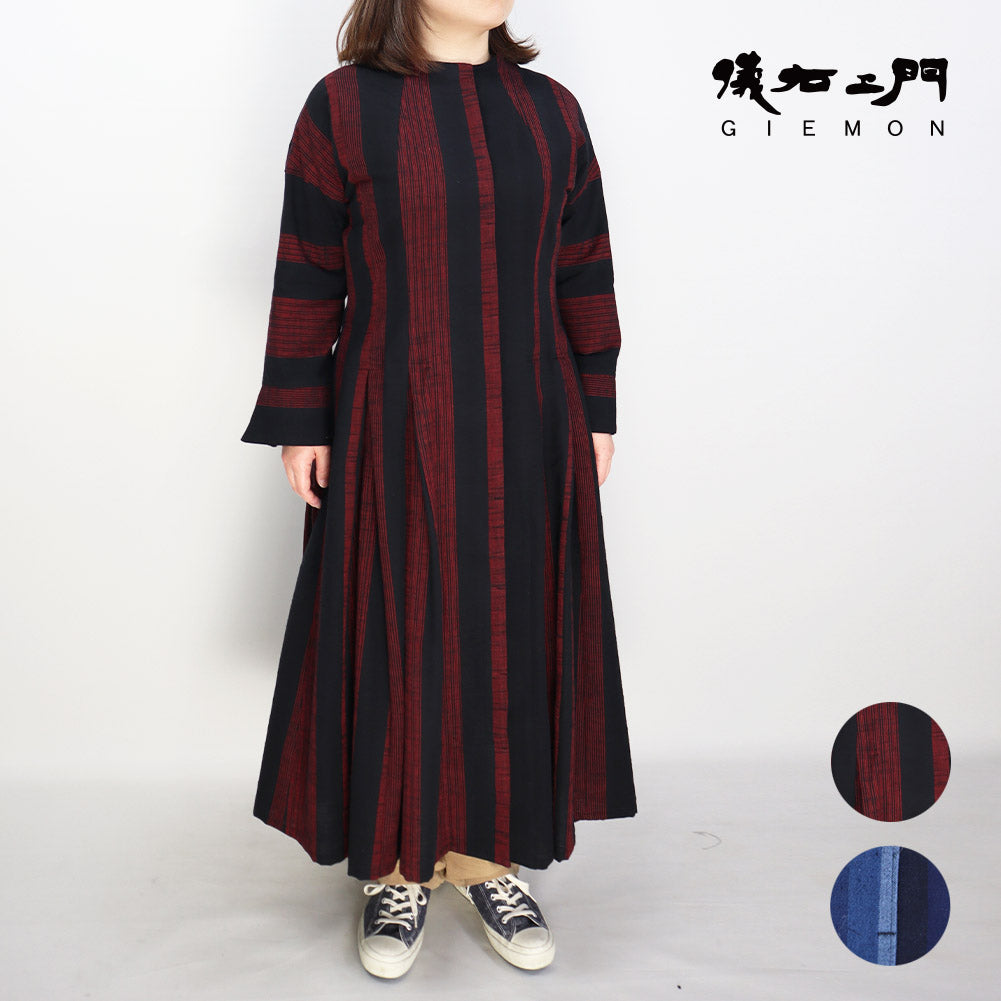 儀右ヱ門 ギエモン ワンピース ソ223 久留米絣 ミセス 春秋  日本製