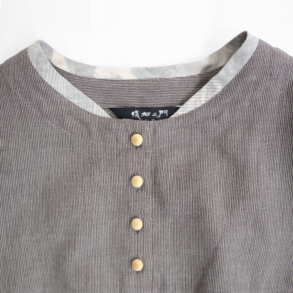 儀右ヱ門 ギエモン ぎえもん 久留米絣 プルオーバーチュニック丈ブラウス タ537 日本製【2025ss】