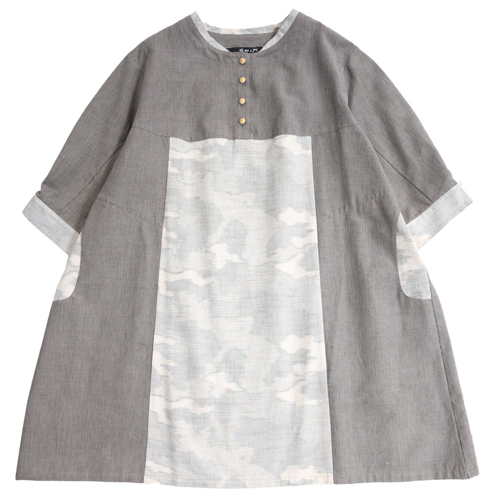 儀右ヱ門 ギエモン ぎえもん 久留米絣 プルオーバーチュニック丈ブラウス タ537 日本製【2025ss】