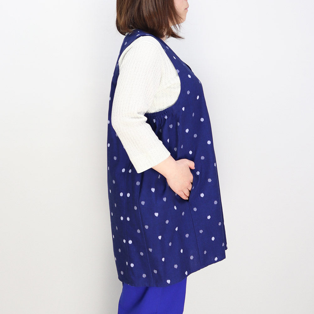 儀右ヱ門 ギエモン ぎえもん 久留米絣 ベスト Y6013 日本製【2025ss】