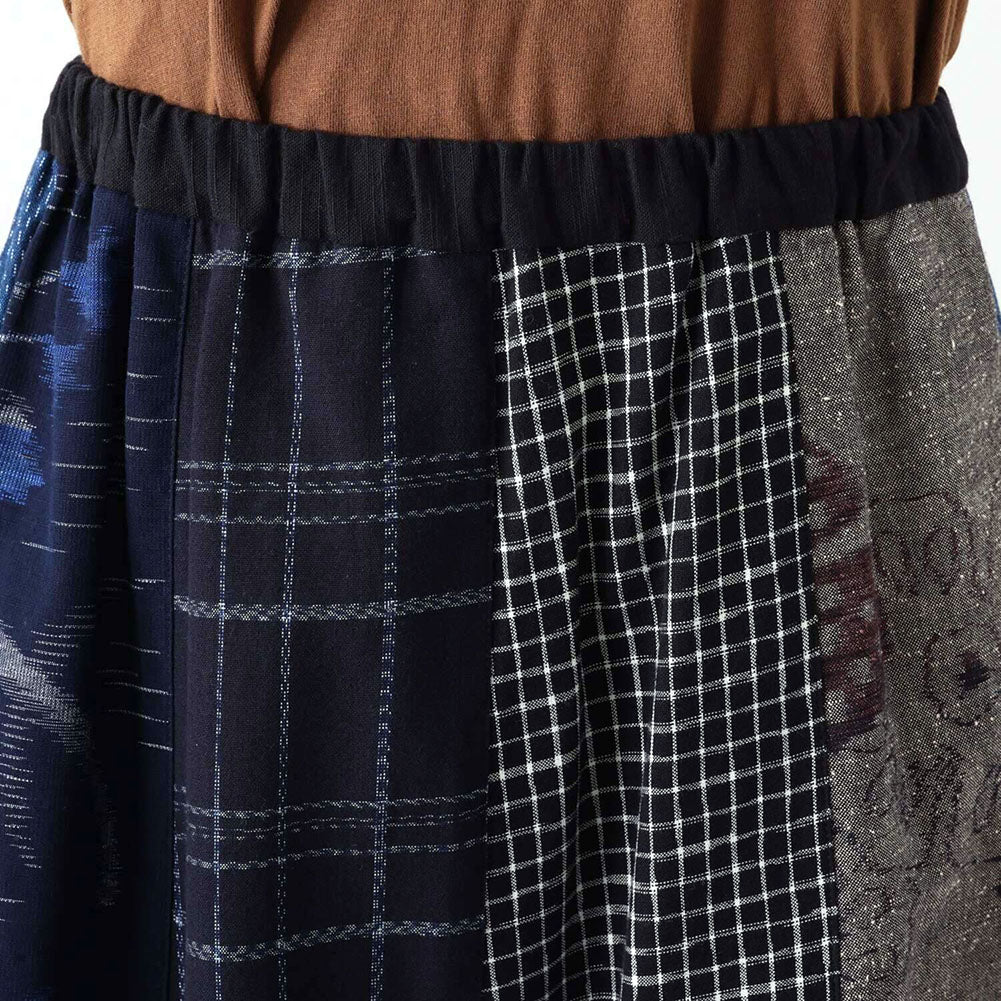 Giemon Okamoto Shoten Giemon Kurume Kasuri Patchwork Skirt K939 Made in Japan