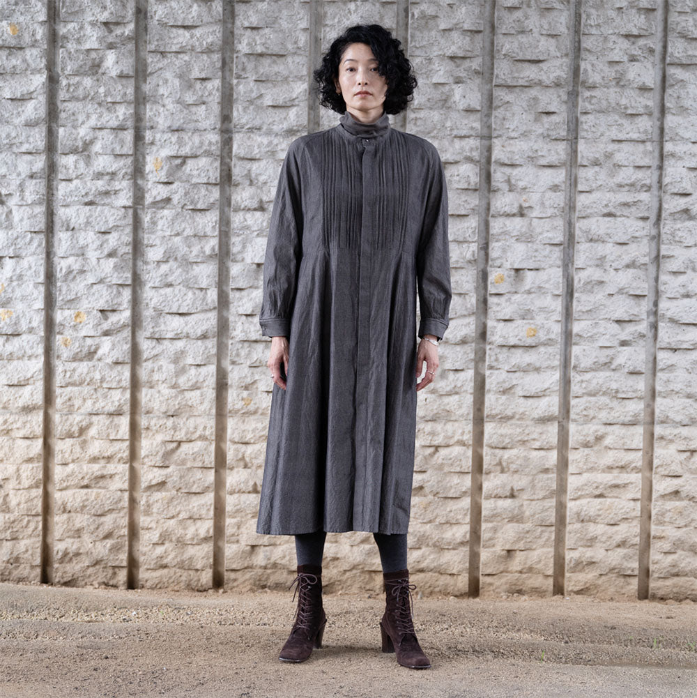 Giemon ギエモン ぎえもん 久留米絣 ピンタックワンピース G215【2023aw】