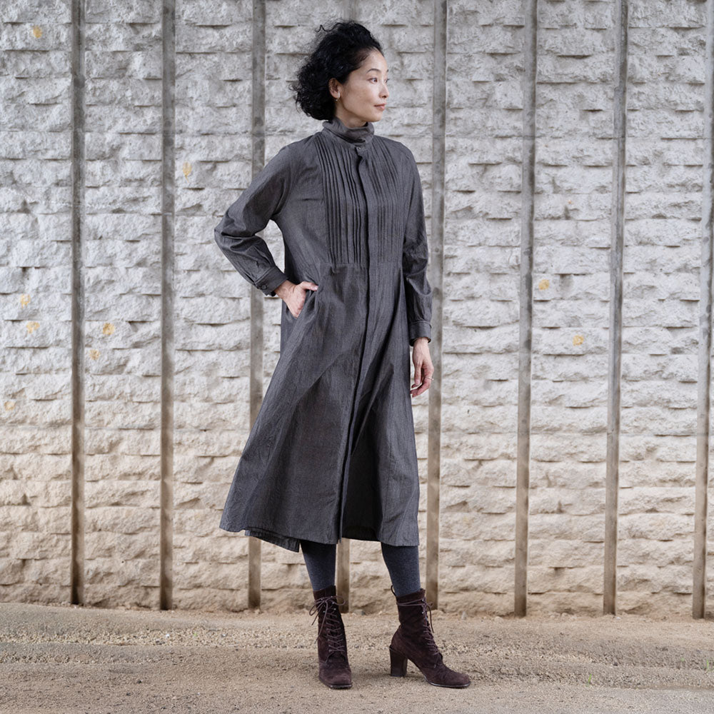 Giemon ギエモン ぎえもん 久留米絣 ピンタックワンピース G215【2023aw】