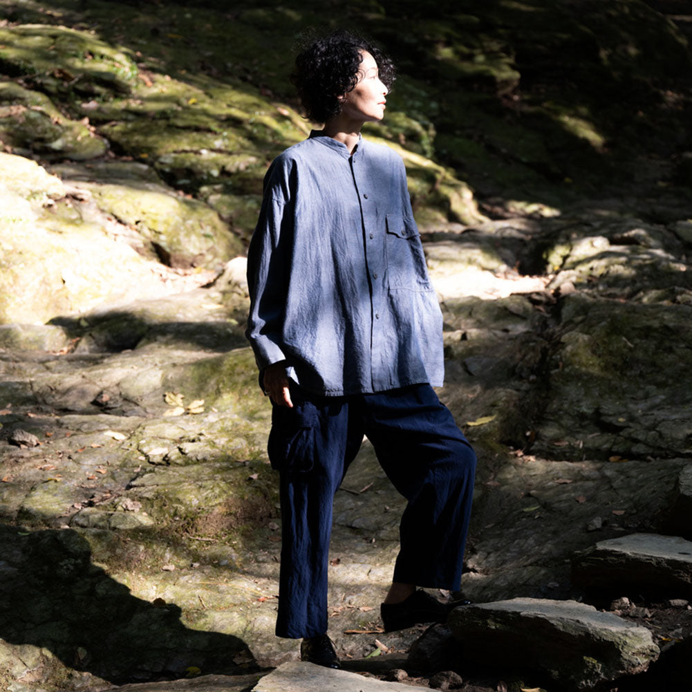 Giemon ギエモン ぎえもん 久留米絣 オーバーブラウス G522 日本製【2025ss】