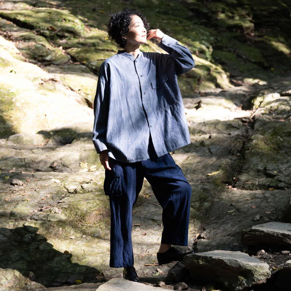 Giemon ギエモン ぎえもん 久留米絣 オーバーブラウス G522 日本製【2025ss】