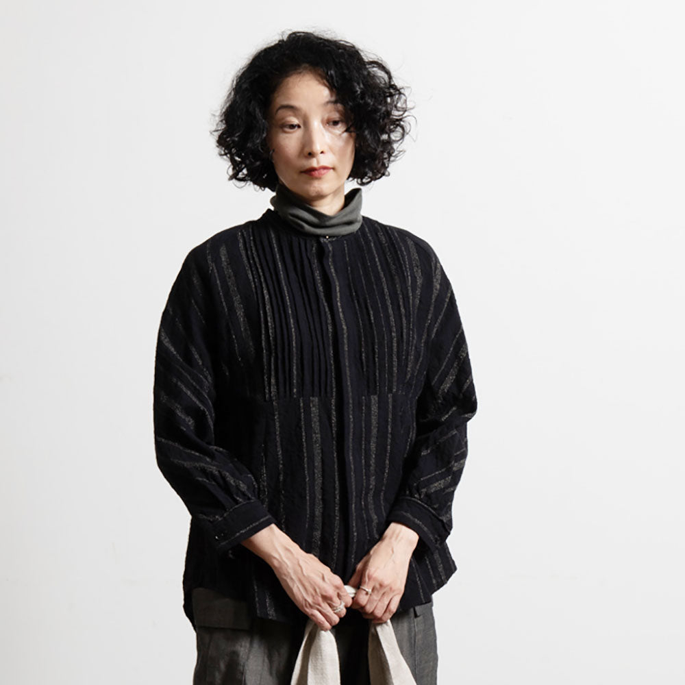 Giemon ギエモン ぎえもん 久留米絣 ピンタックブラウス G513【2023aw】