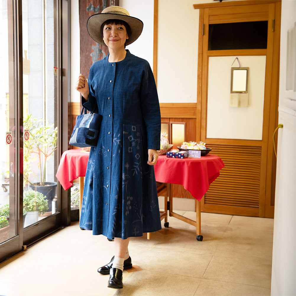 儀右ヱ門 ギエモン ぎえもん 久留米絣 ワンピース  ソ294 日本製【2024ss】