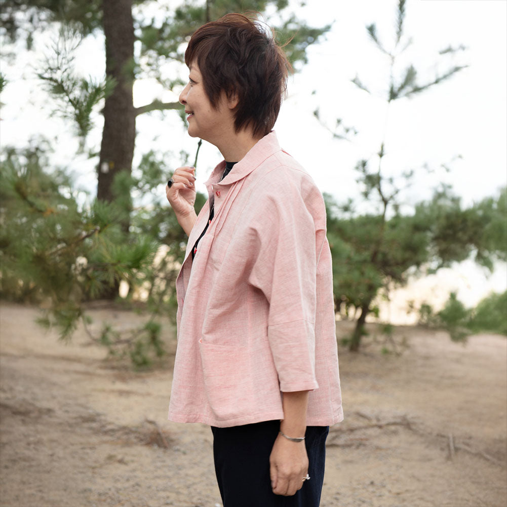 儀右ヱ門 ギエモン ぎえもん 久留米絣 ドルマンスリーブ 七分袖ブラウス タ536 日本製【2025ss】