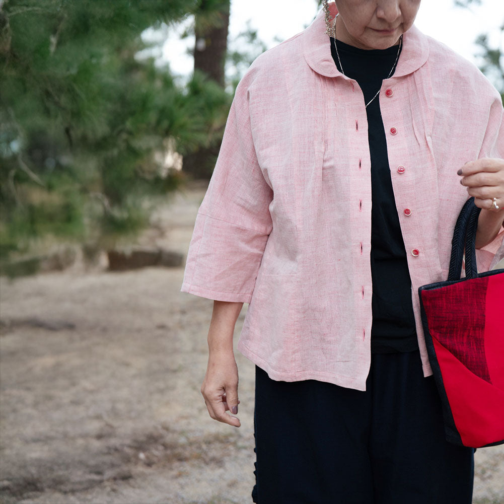 儀右ヱ門 ギエモン ぎえもん 久留米絣 ドルマンスリーブ 七分袖ブラウス タ536 日本製【2025ss】