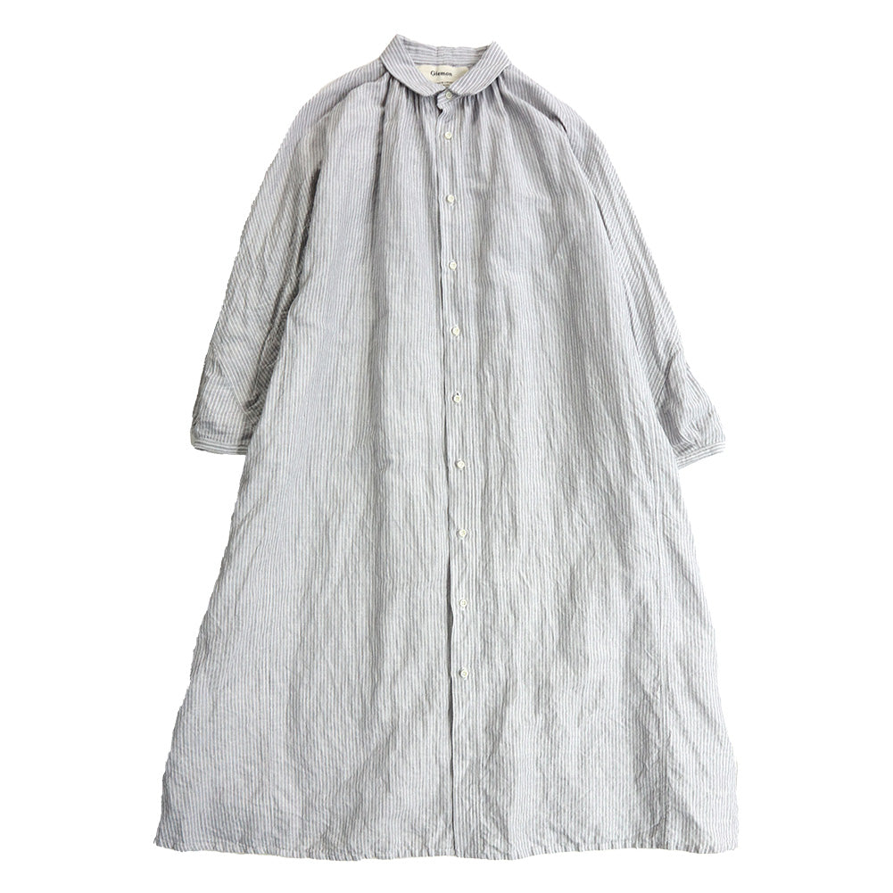 儀右ヱ門 ギエモン ぎえもん 久留米絣 ギャザーワンピース G224 日本製【2025ss】