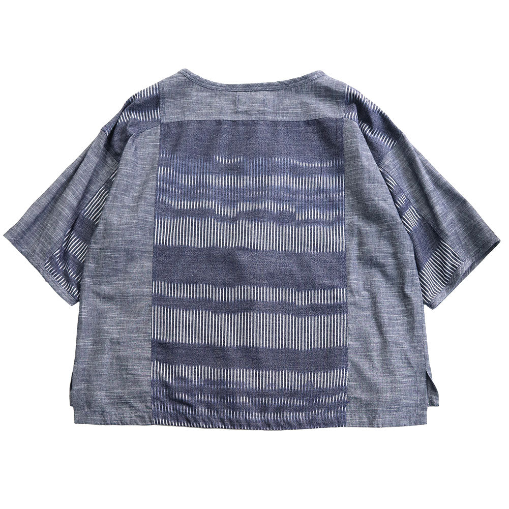 儀右ヱ門 ギエモン ぎえもん 久留米絣パッチワークブラウス ソ588 日本製 母の日