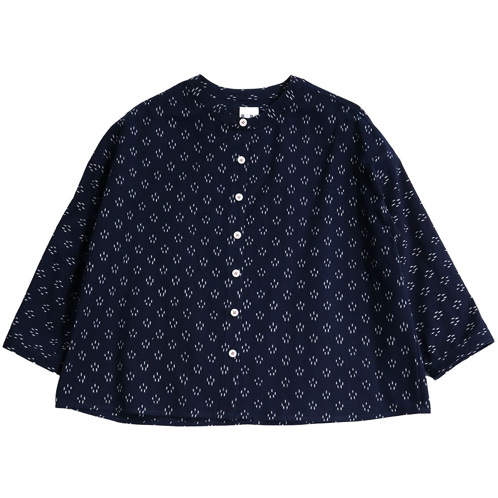 儀右ヱ門 ギエモン ぎえもん 久留米絣 バンドカラー ブラウス Y5166 日本製【2025ss】