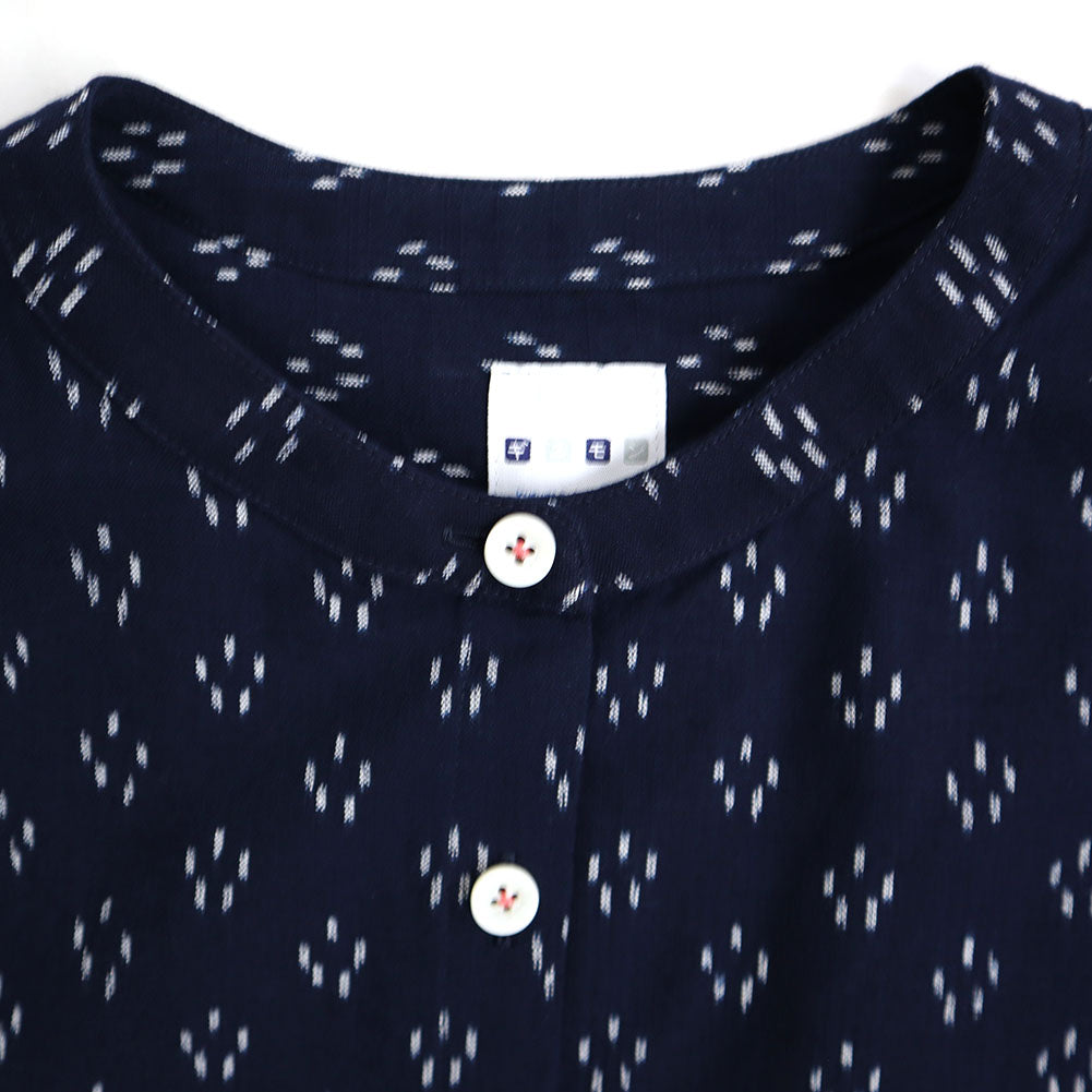 儀右ヱ門 ギエモン ぎえもん 久留米絣 バンドカラー ブラウス Y5166 日本製【2025ss】