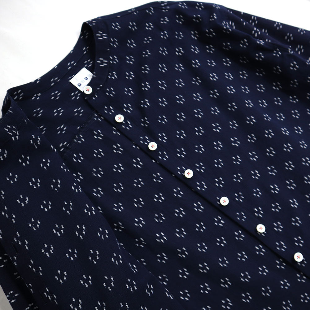 儀右ヱ門 ギエモン ぎえもん 久留米絣 バンドカラー ブラウス Y5166 日本製【2025ss】