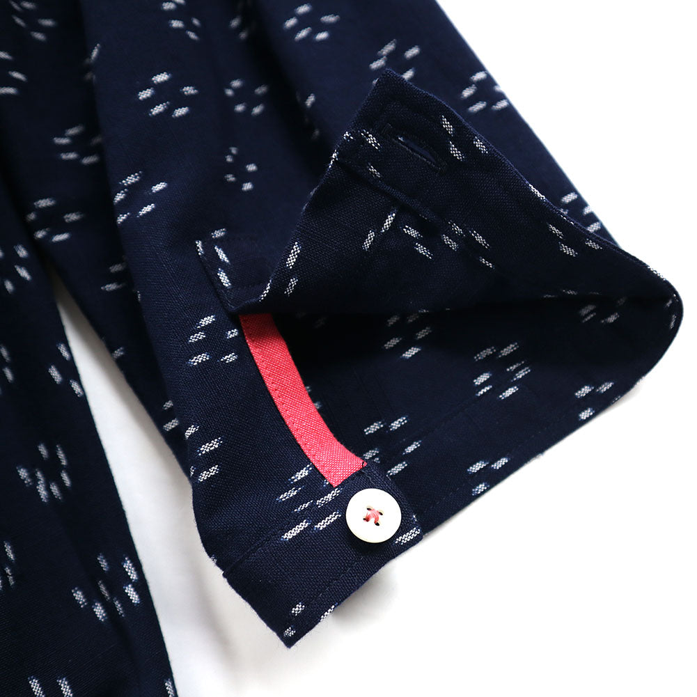 儀右ヱ門 ギエモン ぎえもん 久留米絣 バンドカラー ブラウス Y5166 日本製【2025ss】