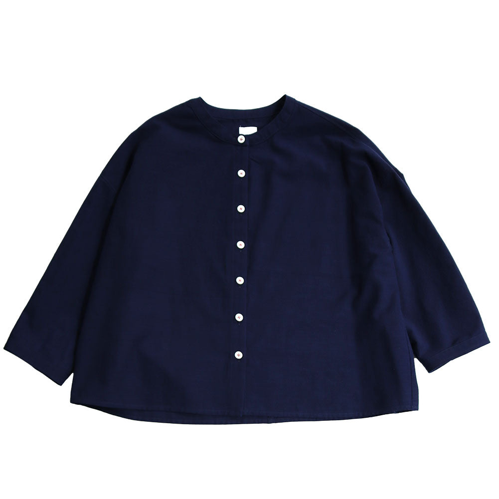 儀右ヱ門 ギエモン ぎえもん 久留米絣 バンドカラー ブラウス Y5166 日本製【2025ss】