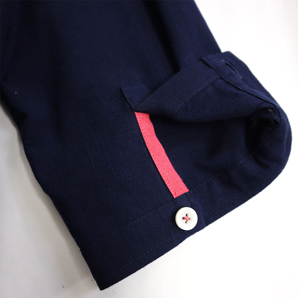 儀右ヱ門 ギエモン ぎえもん 久留米絣 バンドカラー ブラウス Y5166 日本製【2025ss】