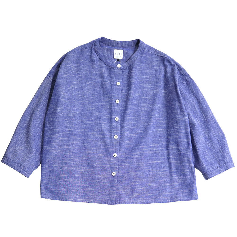 儀右ヱ門 ギエモン ぎえもん 久留米絣 バンドカラー ブラウス Y5166 日本製【2025ss】