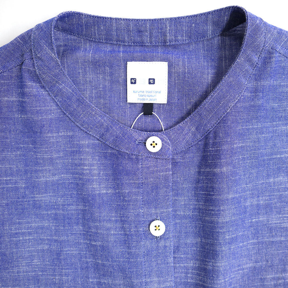 儀右ヱ門 ギエモン ぎえもん 久留米絣 バンドカラー ブラウス Y5166 日本製【2025ss】