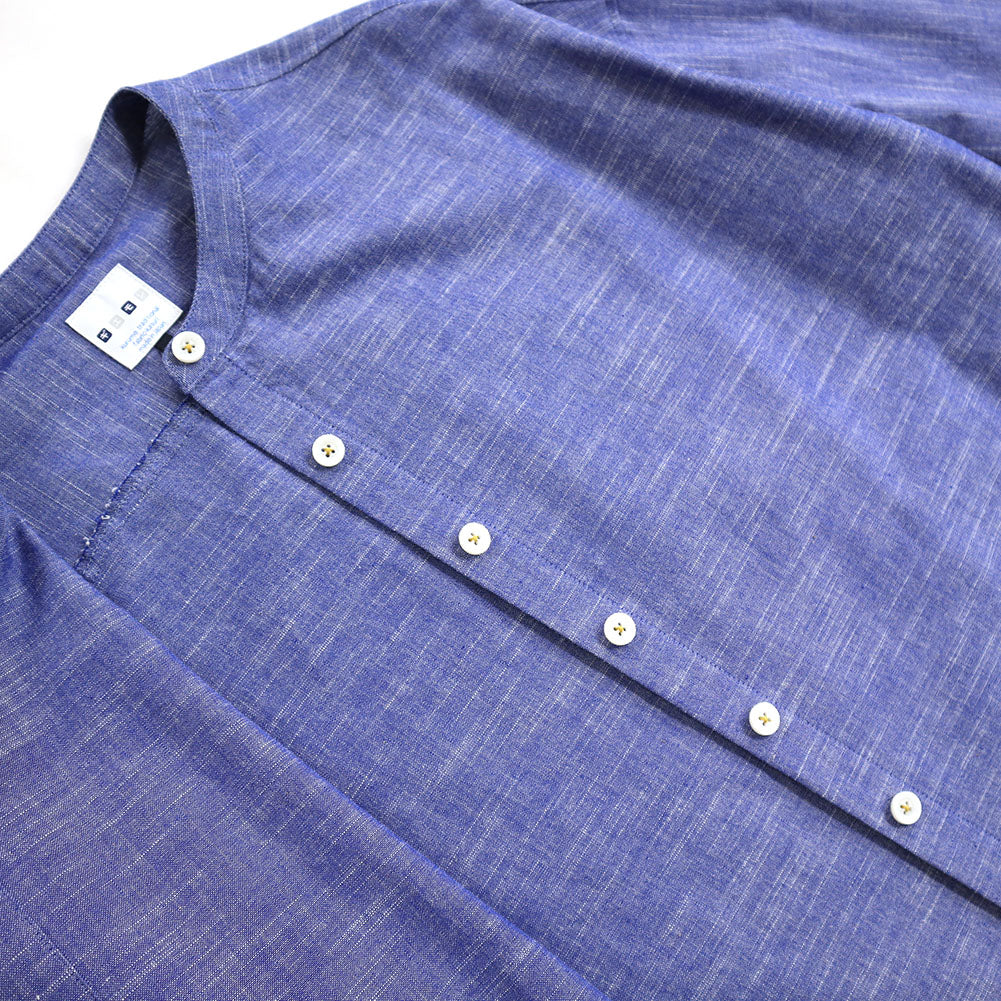 儀右ヱ門 ギエモン ぎえもん 久留米絣 バンドカラー ブラウス Y5166 日本製【2025ss】