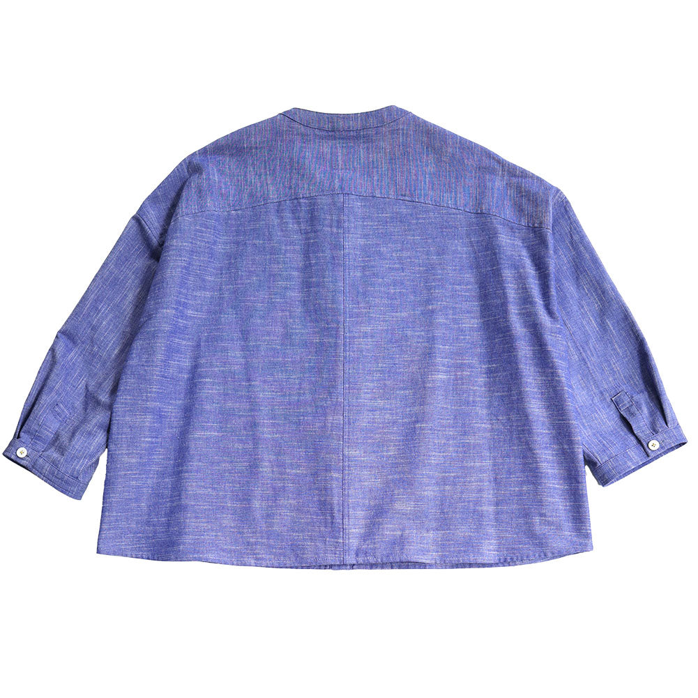 儀右ヱ門 ギエモン ぎえもん 久留米絣 バンドカラー ブラウス Y5166 日本製【2025ss】