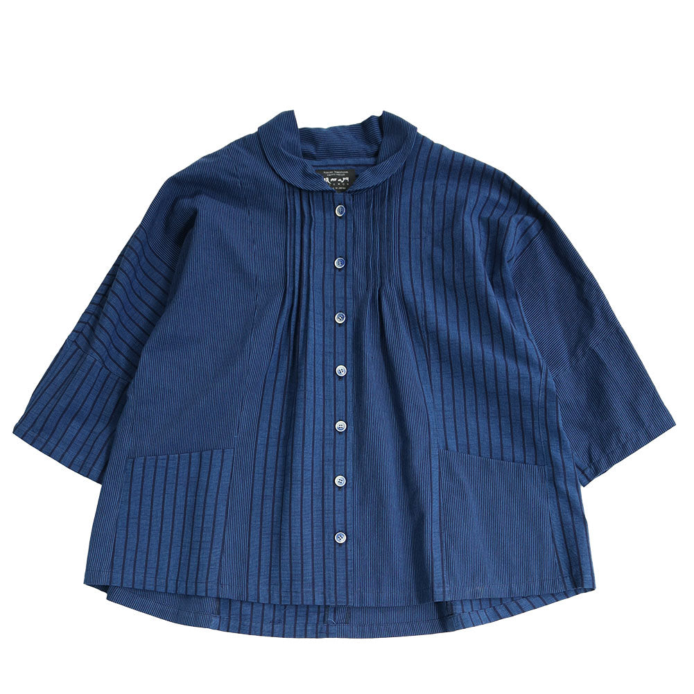 儀右ヱ門 ギエモン ぎえもん 久留米絣 ドルマンスリーブ 七分袖ブラウス タ536 日本製【2025ss】