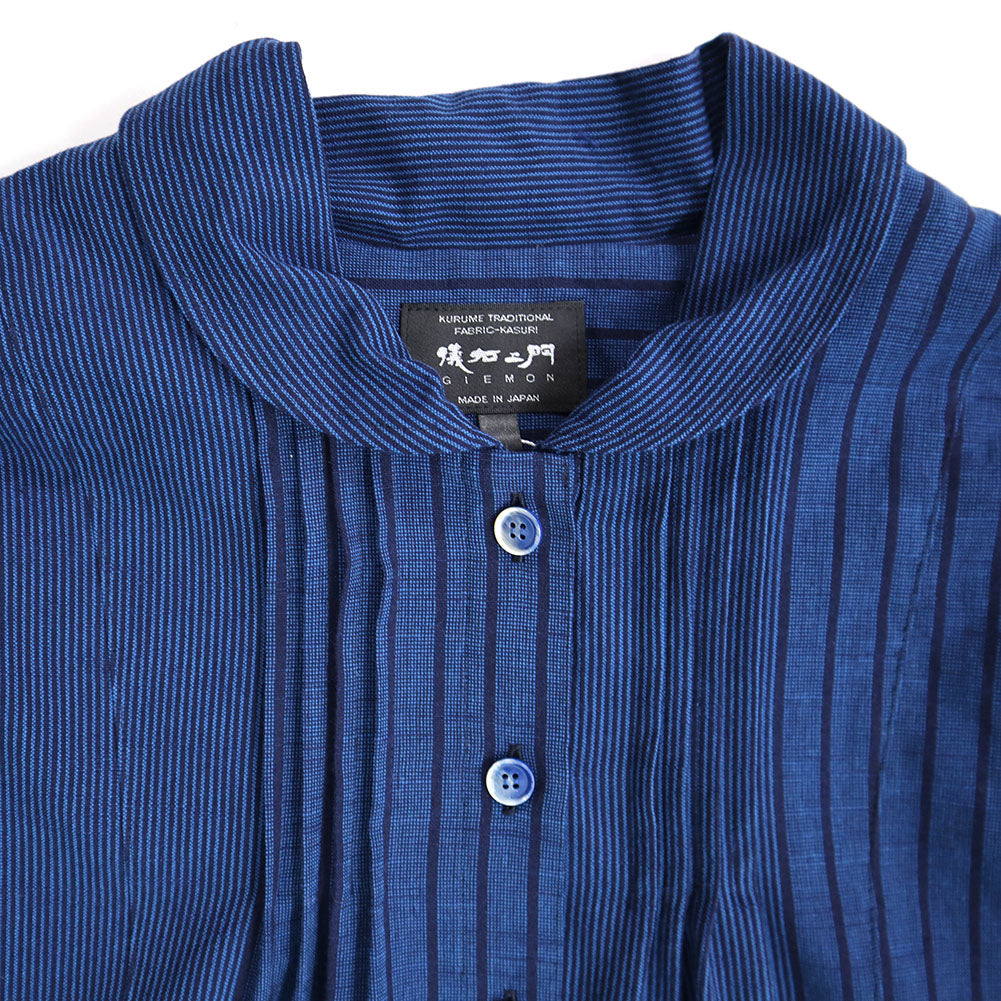 儀右ヱ門 ギエモン ぎえもん 久留米絣 ドルマンスリーブ 七分袖ブラウス タ536 日本製【2025ss】