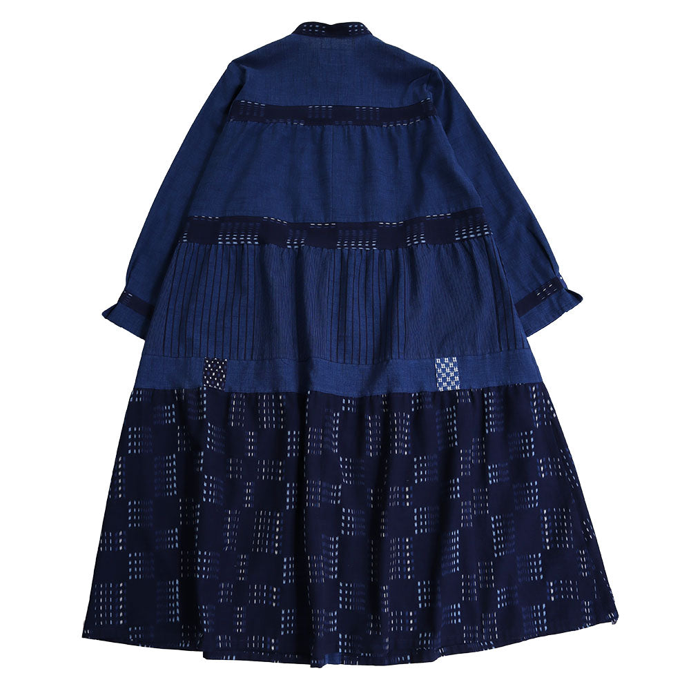 Giemon Giemon Kurume Kasuri Tiered Dress Ta206 Made in Japan Spring/Autumn Mother's Day