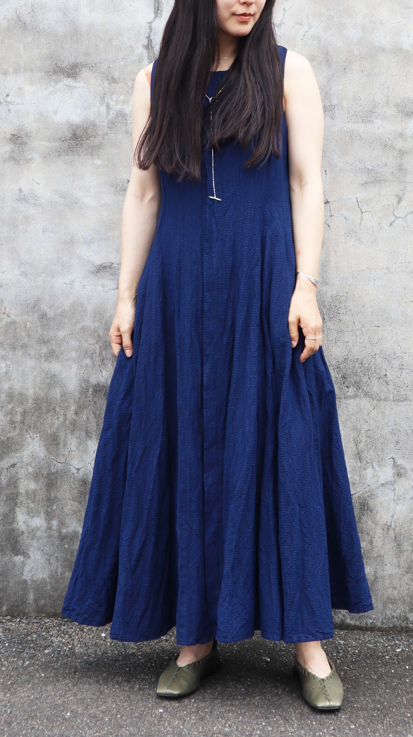 Giemon Giemon Kurume Kasuri Line Dress Dress G213 Made in Japan