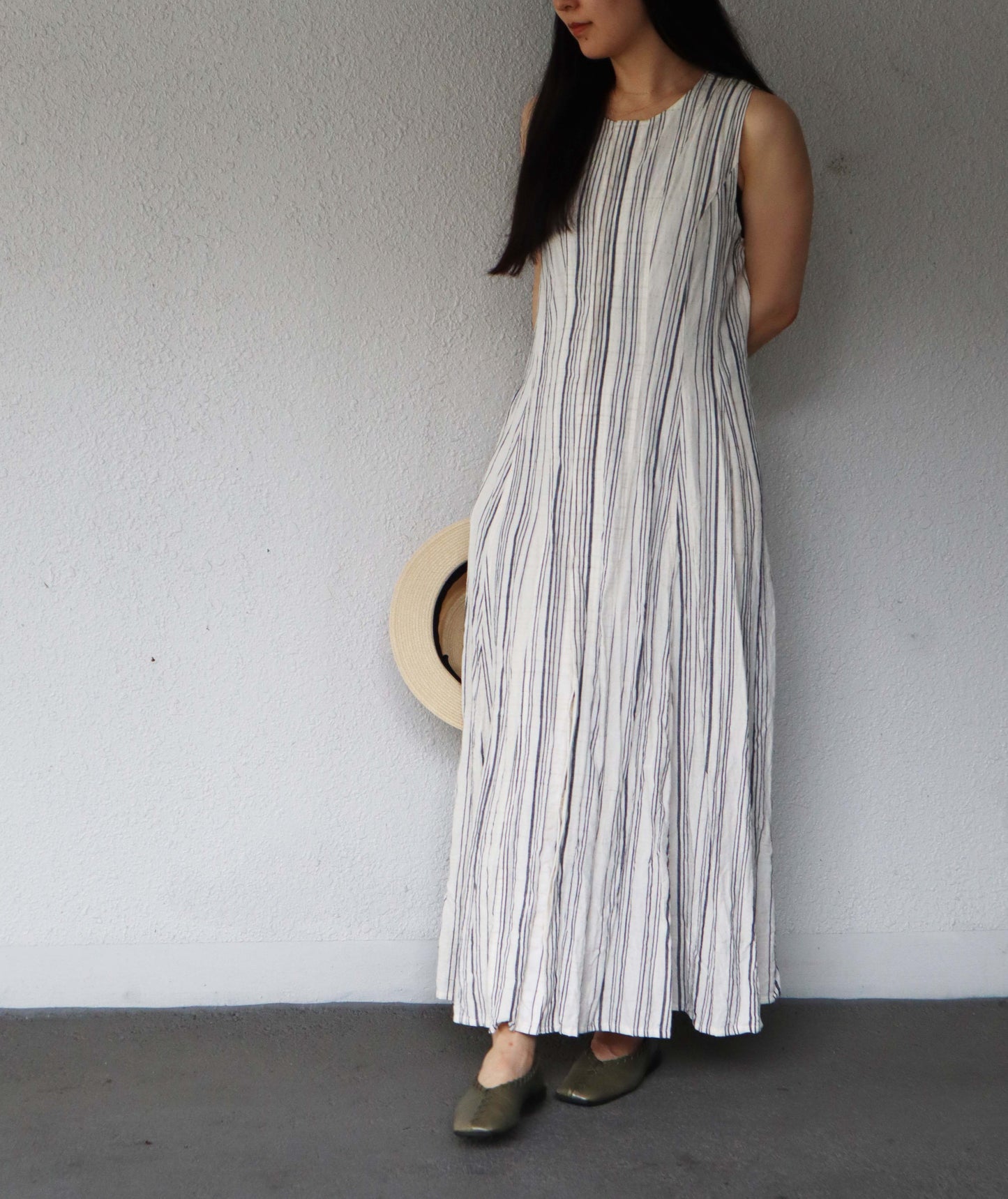 Giemon Giemon Kurume Kasuri Line Dress Dress G213 Made in Japan