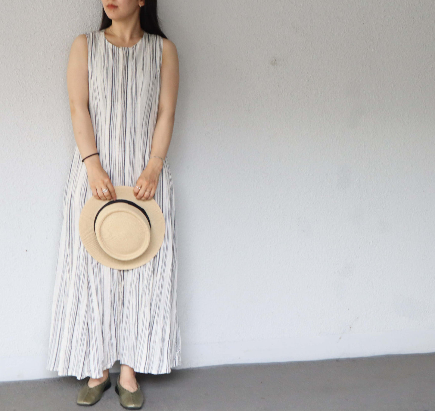 Giemon Giemon Kurume Kasuri Line Dress Dress G213 Made in Japan