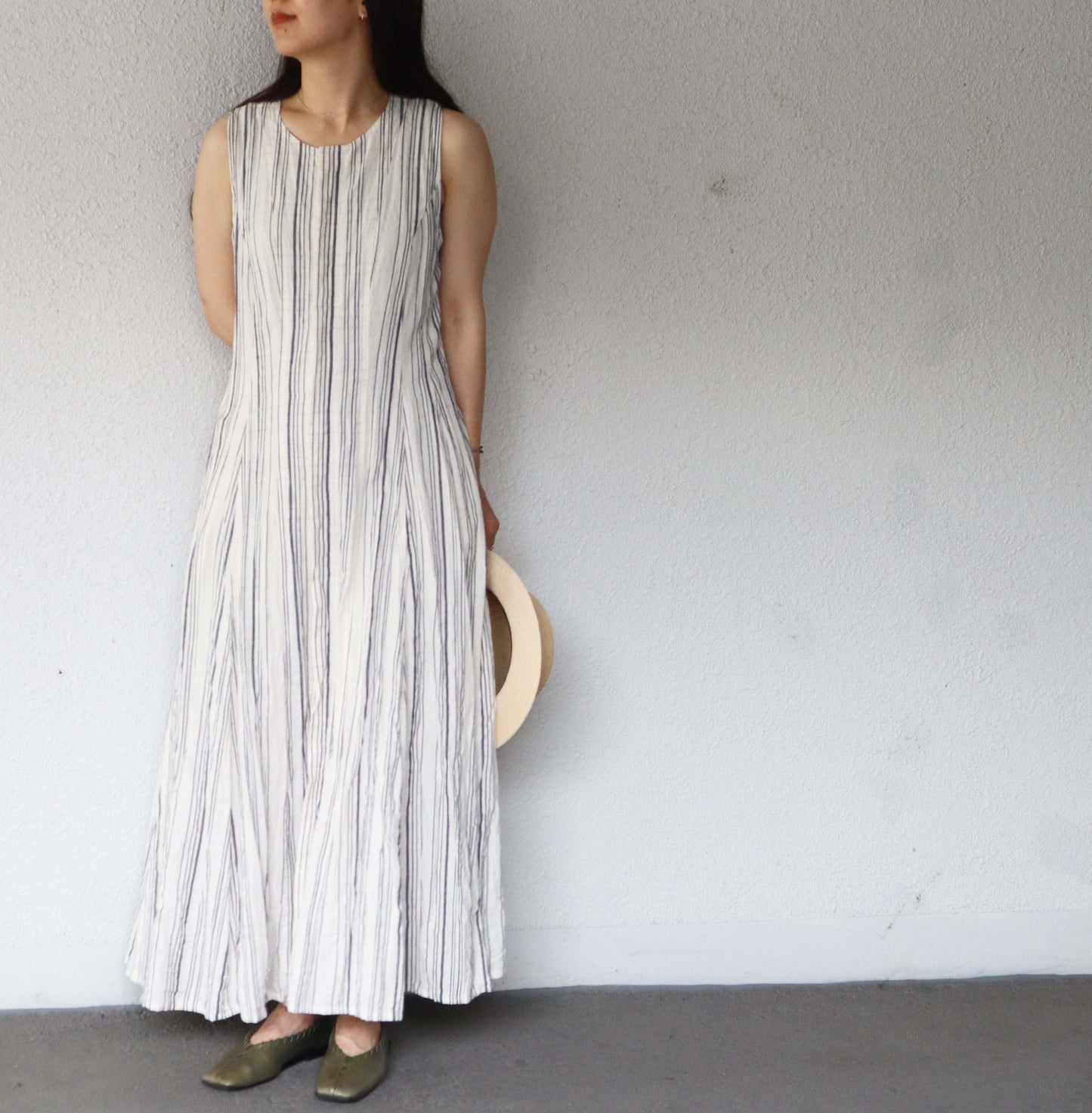 Giemon Giemon Kurume Kasuri Line Dress Dress G213 Made in Japan