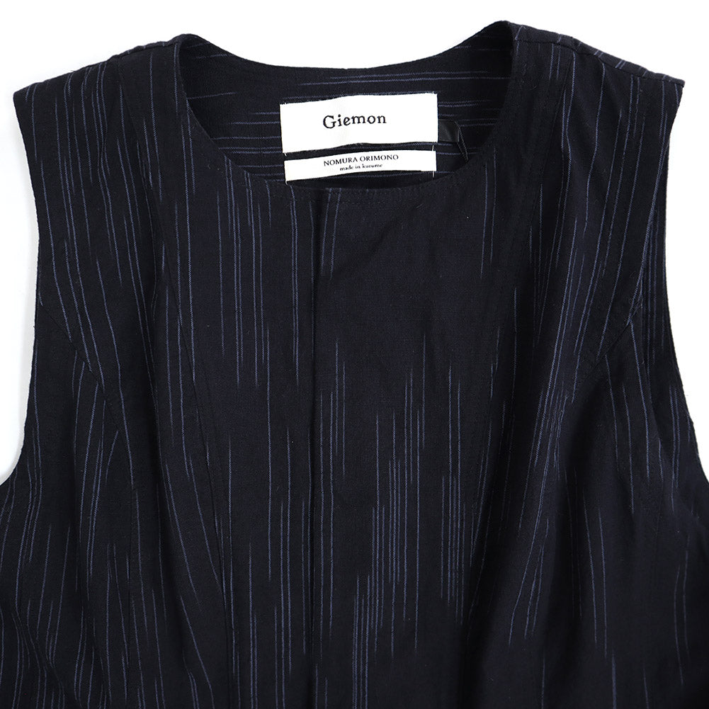 儀右ヱ門 ギエモン ぎえもん 久留米絣 ロングジレ ロングベスト G604 日本製【2025ss】