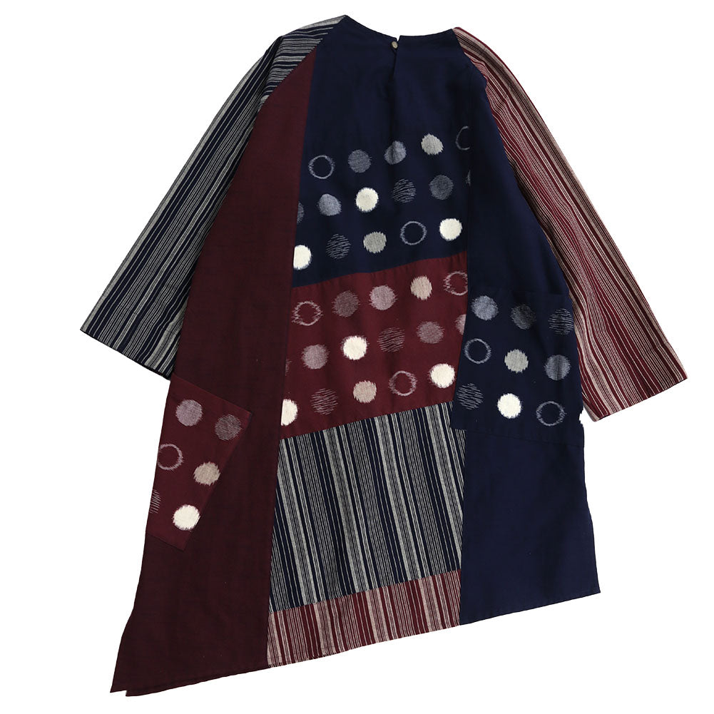 儀右エ門 ギエモン 久留米絣 チュニック丈ブラウス タ533 日本製【2024aw】