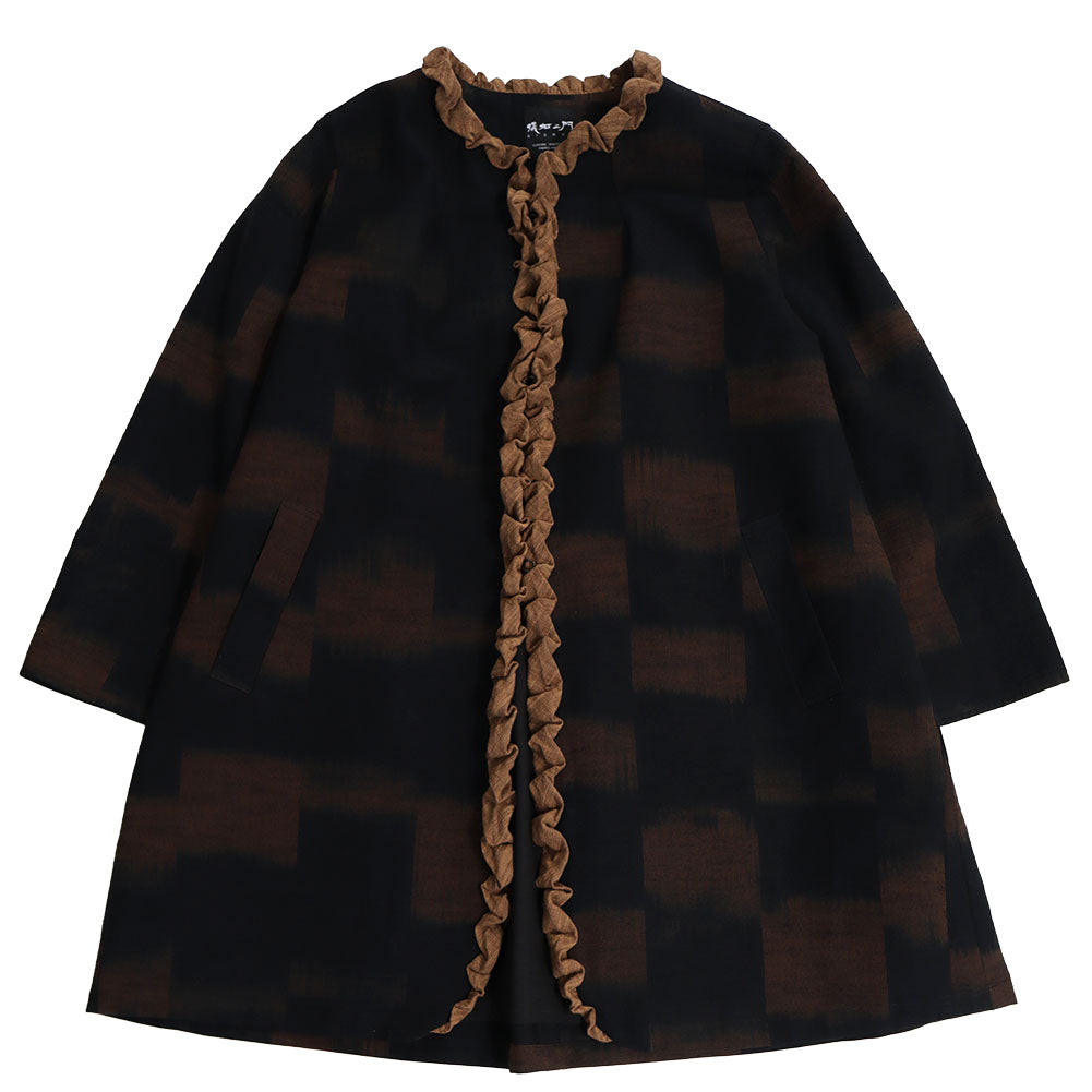Giemon Giemon Kurume Kasuri Lined Coat Jacket Jacot C284 Made in Japan Autumn/Winter