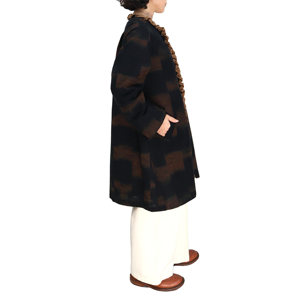 Giemon Giemon Kurume Kasuri Lined Coat Jacket Jacot C284 Made in Japan Autumn/Winter