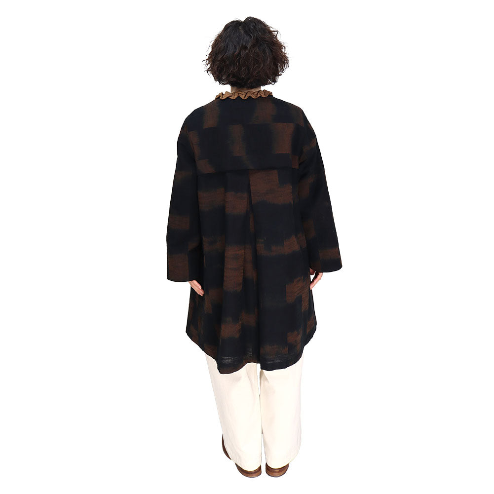 Giemon Giemon Kurume Kasuri Lined Coat Jacket Jacot C284 Made in Japan Autumn/Winter