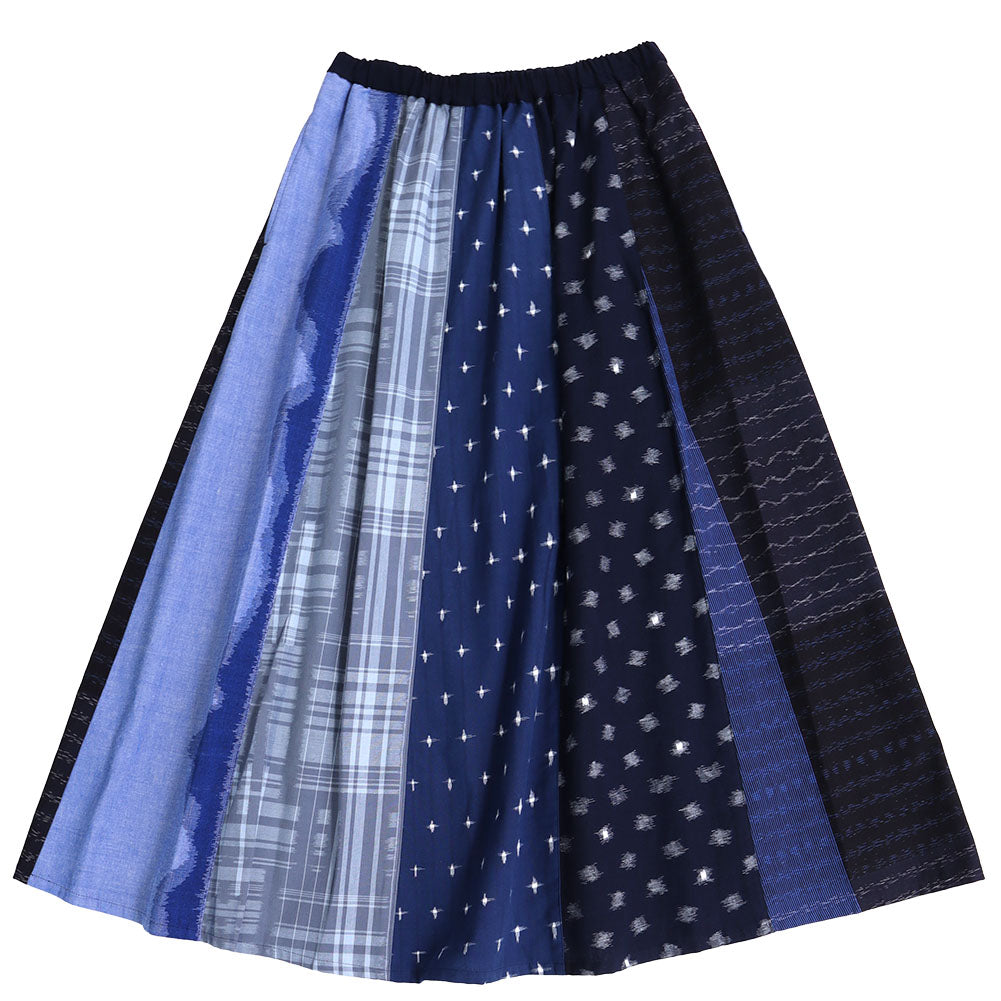 Giemon Okamoto Shoten Giemon Kurume Kasuri Patchwork Skirt K939 Made in Japan