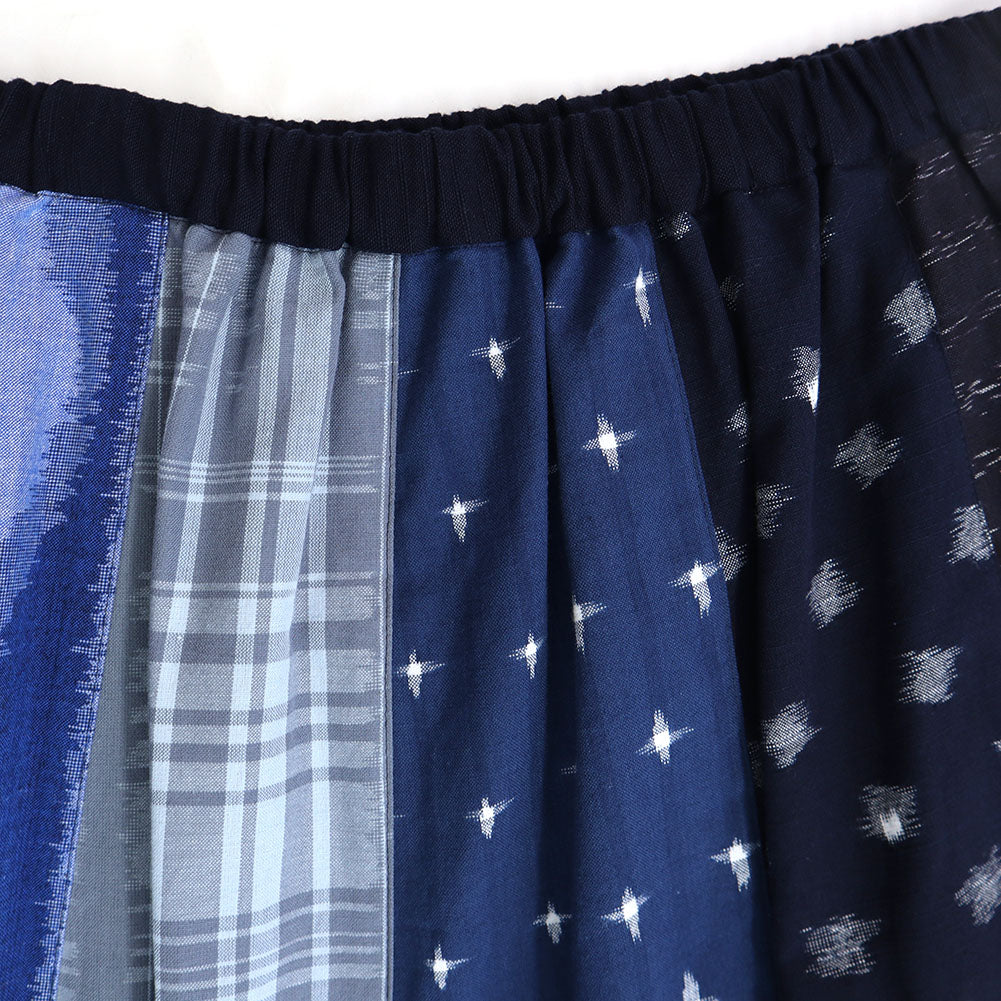 Giemon Okamoto Shoten Giemon Kurume Kasuri Patchwork Skirt K939 Made in Japan
