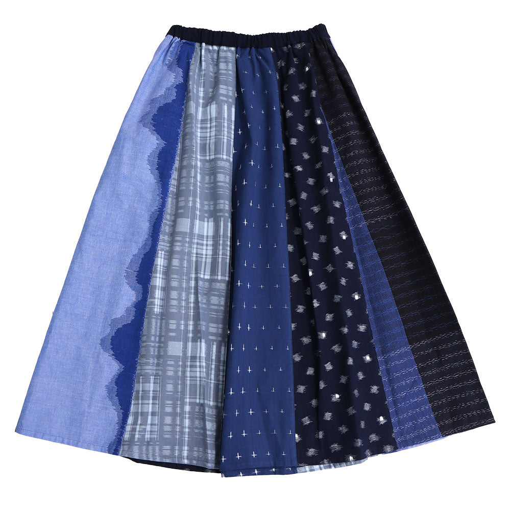 Giemon Okamoto Shoten Giemon Kurume Kasuri Patchwork Skirt K939 Made in Japan